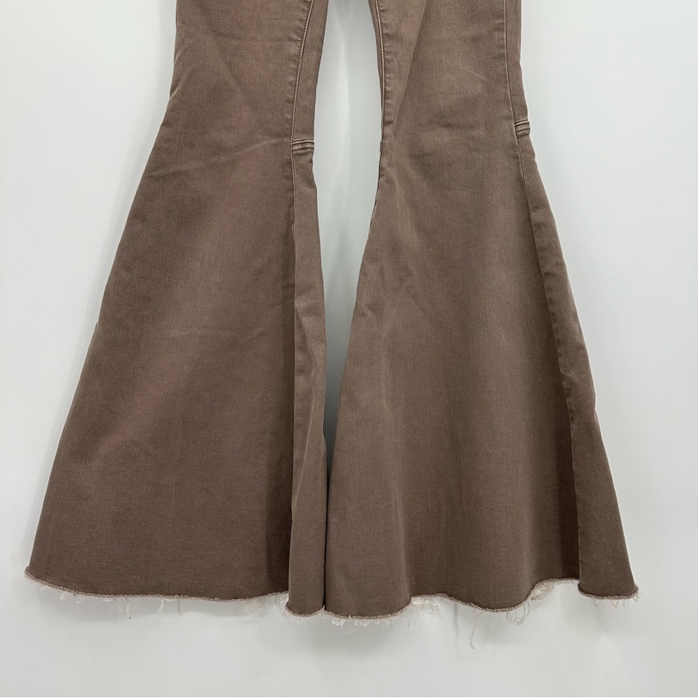 Free People Taupe Wide Leg Flare Jeans - Picture 12 of 16